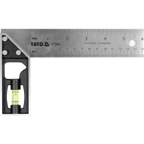 Кутник слюсара з нержавіючої сталі YATO: 90° з метричною шкалою і рівневою капсулою, 150 мм 