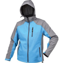Куртка робоча SOFTSHELL з прикріп капюшоном YATO розм XL, синьо-сіра, 3 кишені, 96% поліес і 4% спан