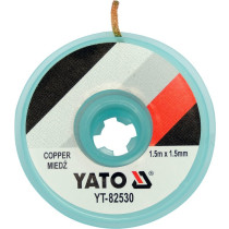 Стрічка плетена з міді для очищення від припою YATO, l= 1,5 м, W= 1,5 мм в котушці в корпусі