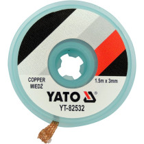 Стрічка плетена з міді для очищення від припою YATO, l= 1,5 м, W= 3 мм в котушці в корпусі