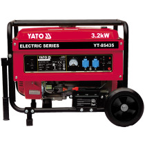 Генератор струму бензиновий YATO: P= 3.2 кВт, U= 230V AC і 12V DC, витрата- 1.45 л/г, бак- 15 л
