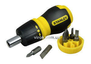 Отвертка реверсивная STANLEY "Multibit Stubby" с насадками 6 шт