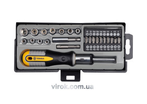 Отвертка-держатель с трещоткой VOREL с насадками 36 шт