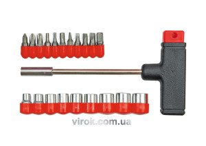 Отвертка-держатель Т-образная VOREL с насадками 20 шт