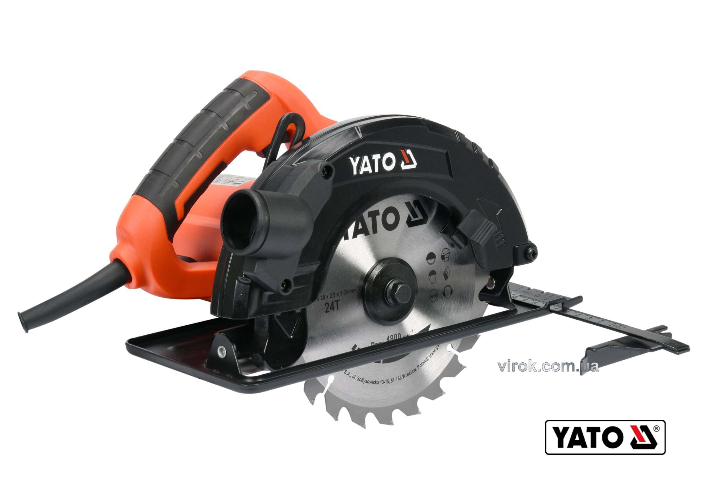 Пила дискова мережева YATO 1500 Вт диск 185 x 20 x 2.8 мм 0-45° 65