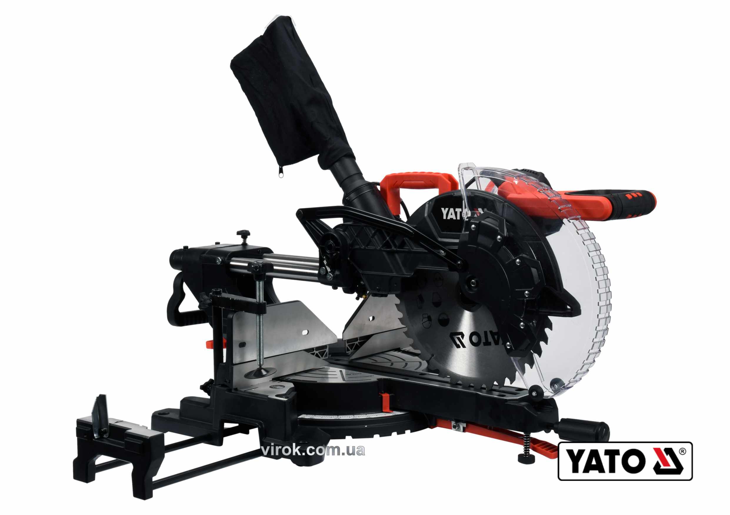 Купить Пила торцовочная с лазером и протяжкой YATO 1.8 кВт диск