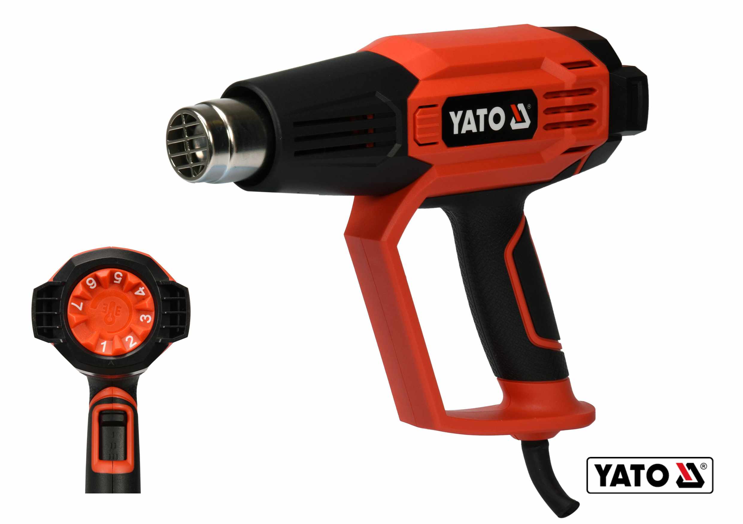 Купить Фен технический YATO 2 кВт 50-600° 250-500 л/мин 7 режимов