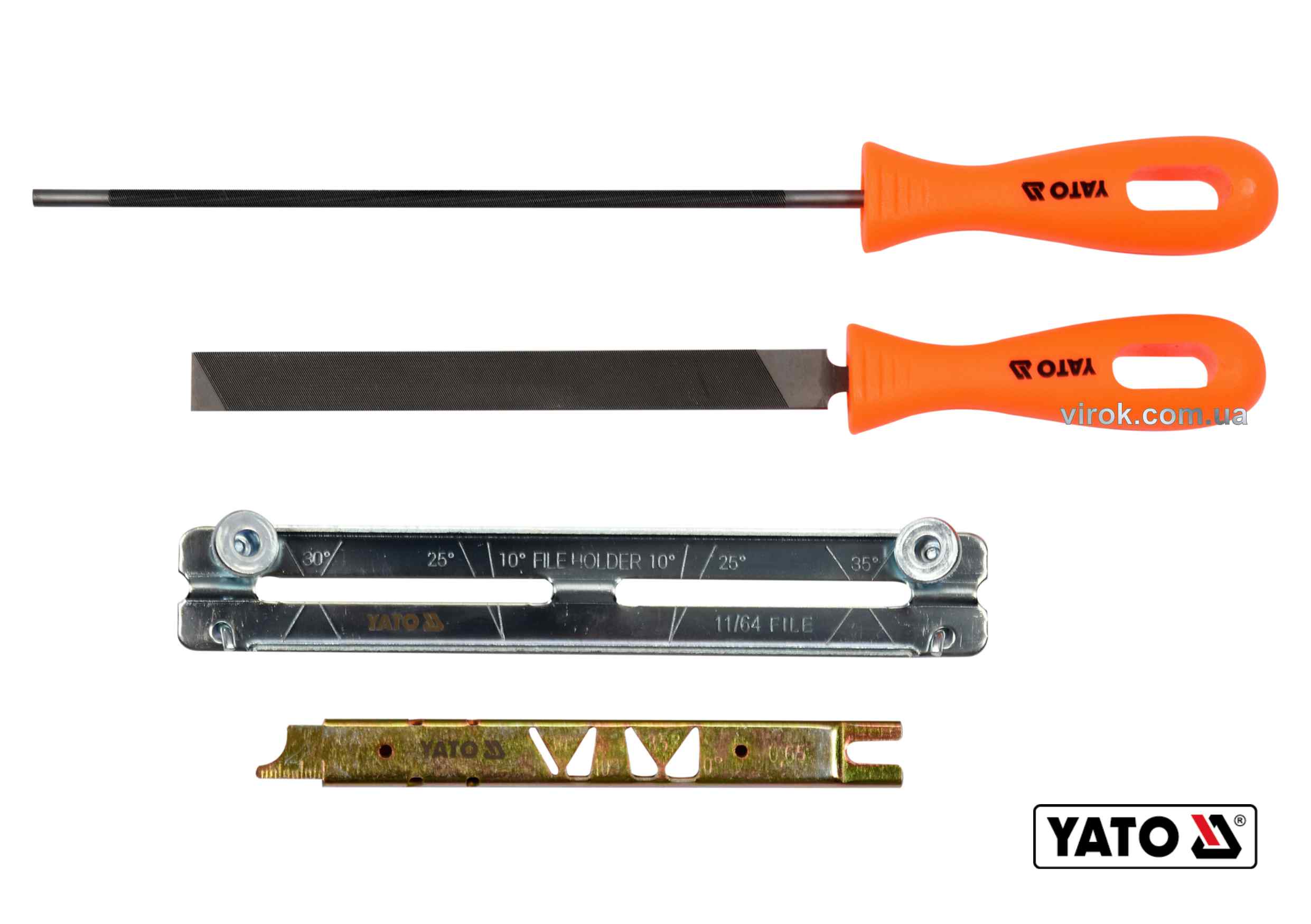 ちーよ Купить Набор для заточки цепей с напильником YATO Ø4 мм 4 шт YT-85040